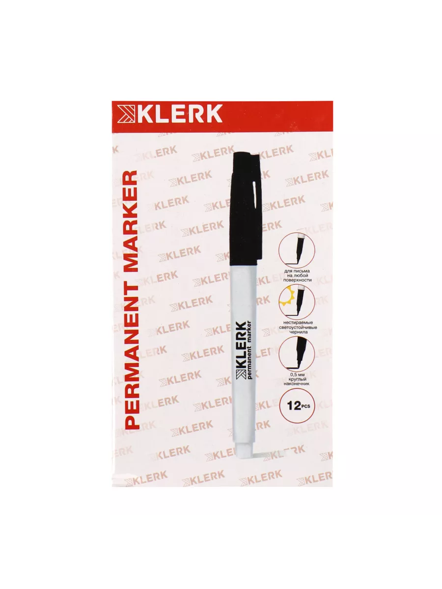 МАРКЕР ПЕРМАНЕНТНЫЙ KLERK "BASIC" ЧЁРНЫЙ КОНУС 0,5ММ-2,0ММ