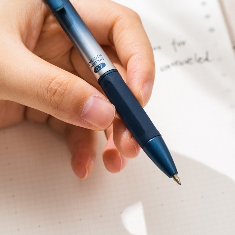 Ручка автоматическая шариковая DELI Q11-BL  0,7 мм  синий стержень,резиновый грипп