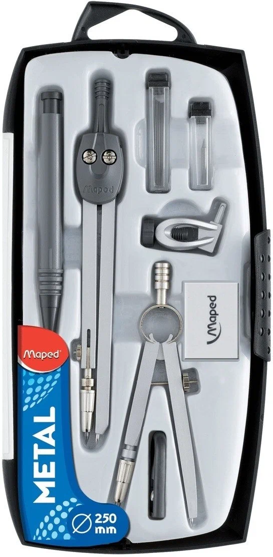 Циркуль MAPED metal box 8 предметов