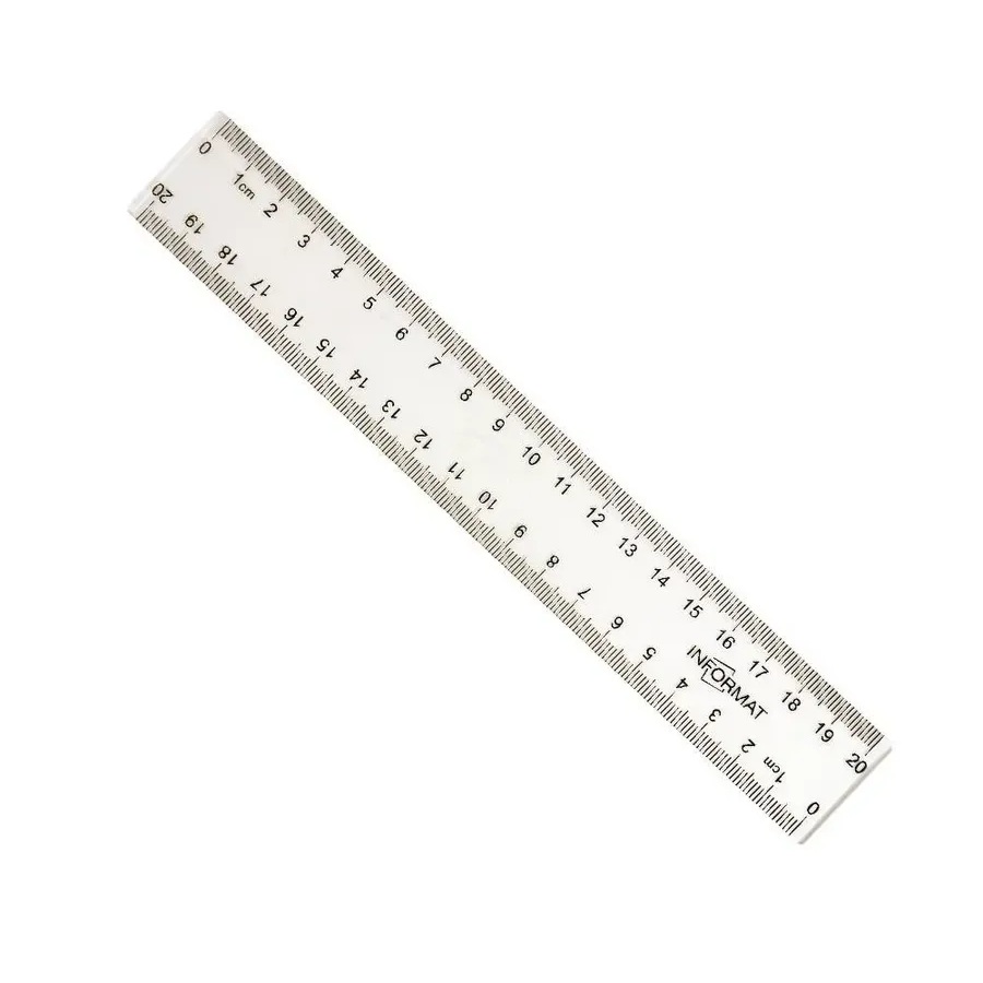 Линейка 20 см пластик прозрачная