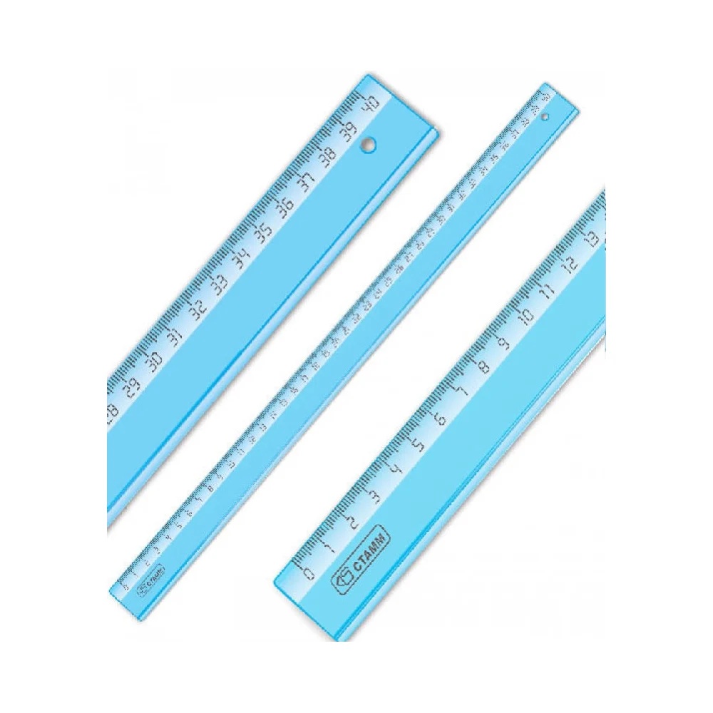 Линейка СТАММ "Cristal" 40 см, тонированная голубая