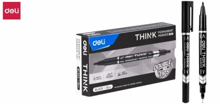 Маркер перманентный двухсторонний черный CD-DVD DELI