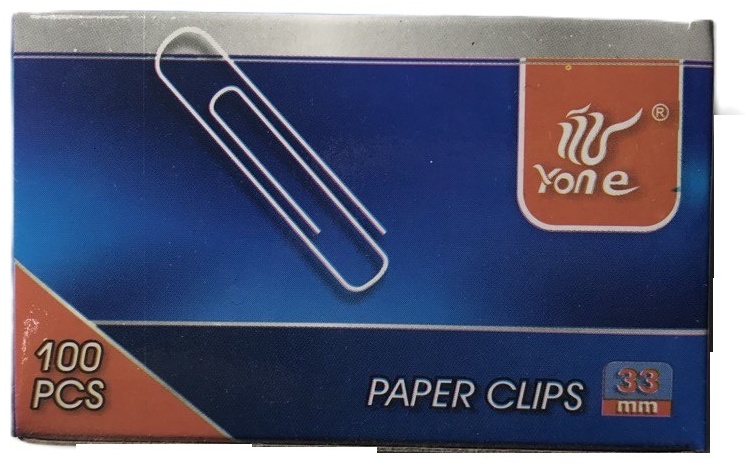 Скрепки 33мм 100шт Китай Yone (цветные.) карт.уп.