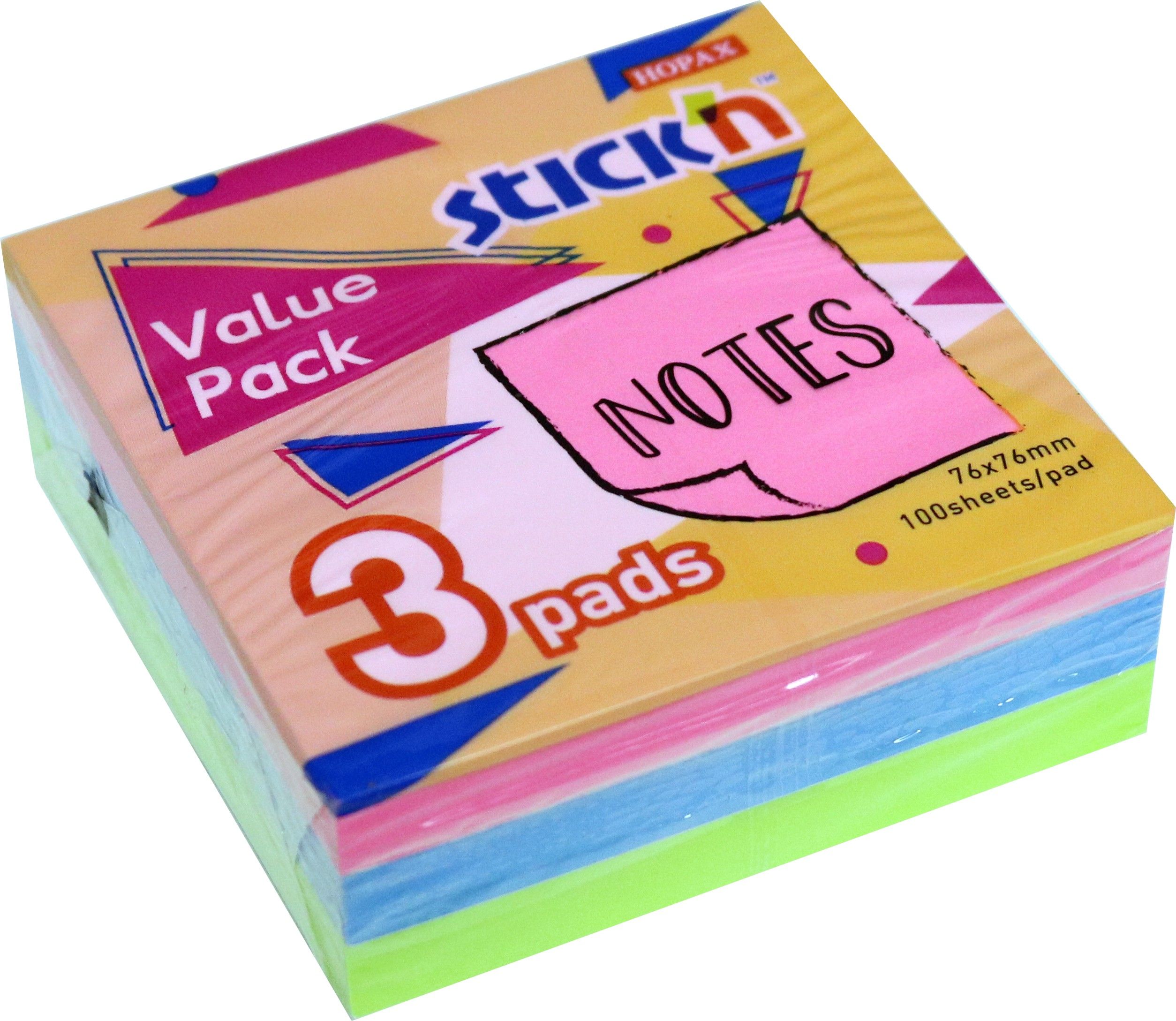 Бумага для заметок 3 цв 76*76 3*3 100 листов