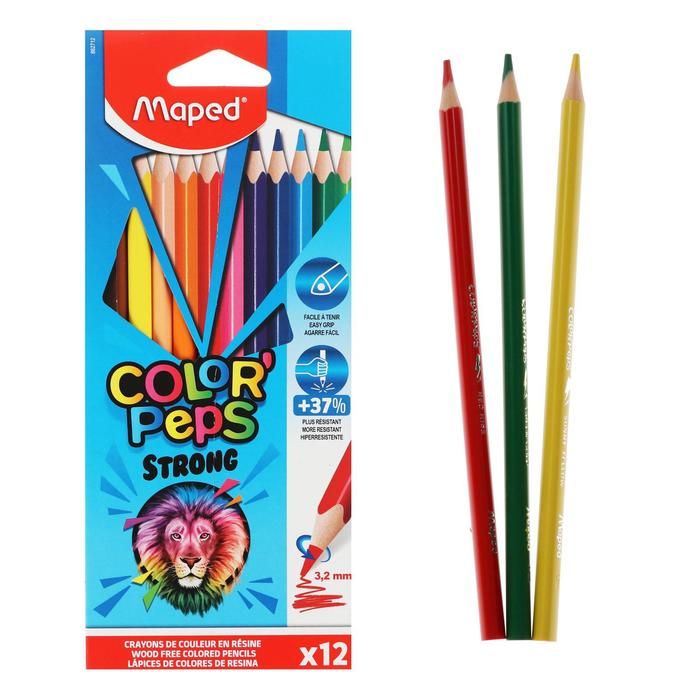 Карандаши цветные пластиковые Maped "Color'Peps Strong" 12 цветов