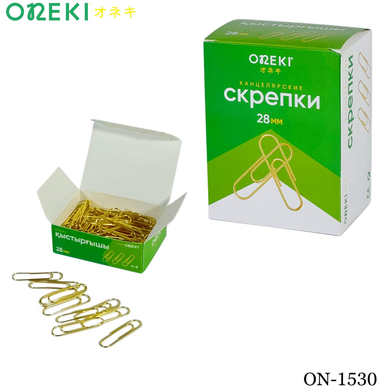 Скрепки канцелярские 28 мм ЗОЛОТО ONEKI (в упак 100 шт)