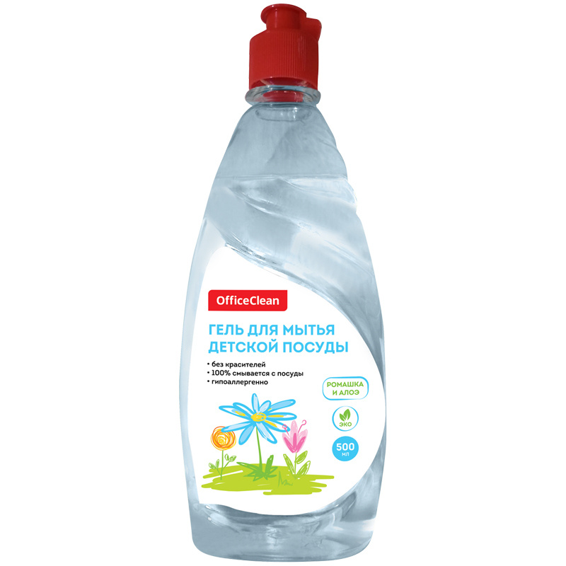 Средство для мытья детской посуды OfficeClean "Ромашка и алоэ", гель, 500 мл