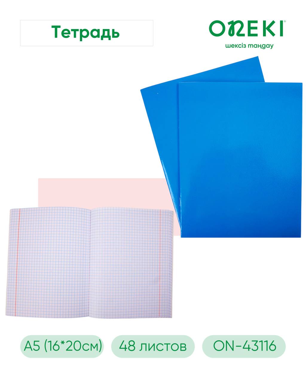 Тетрадь А5 48 листов клетка  Бумвинил ON-43116