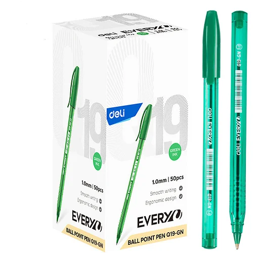 Ручка шариковая DELI "Every ", 1 мм, зеленая