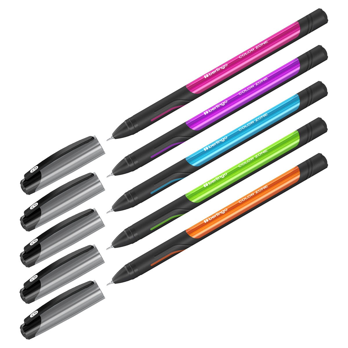 Ручка шариковая Berlingo "Color Zone stick" синяя, 0,7мм, прорезиненный корпус ассорти 70950
