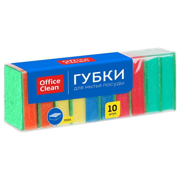 Губка для посуды OfficeClean, поролон с абразивным слоем, 8*5,3*2,6см,(10шт.в упак.)