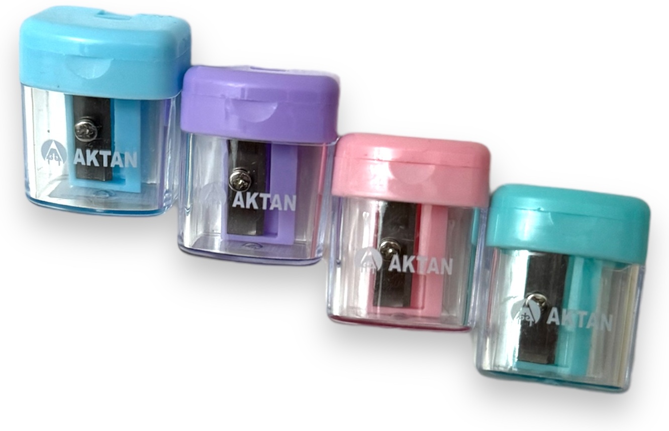 Точилка AKTAN одно отверстие, контейнер, корпус ассорти