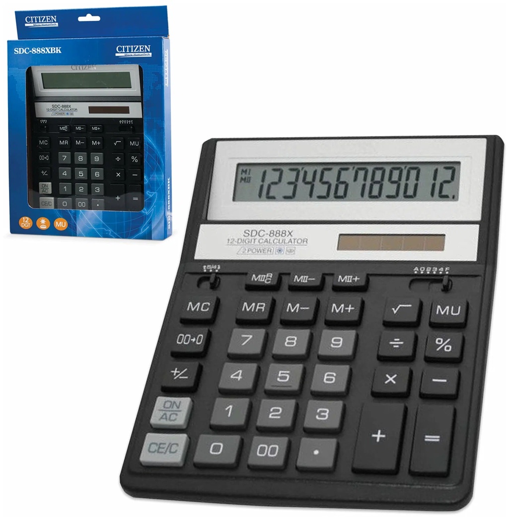 Калькулятор 12р Citizen SDC-888Х  двойное питание 
